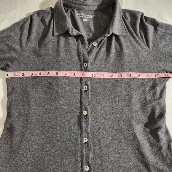 Soft Surroundings Size M Button Up Tunic Shirt Jersey Knit Cool Breeze Gray - Picture 12 of 15